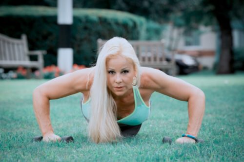 Adriana Albritton doing staggered pushups
